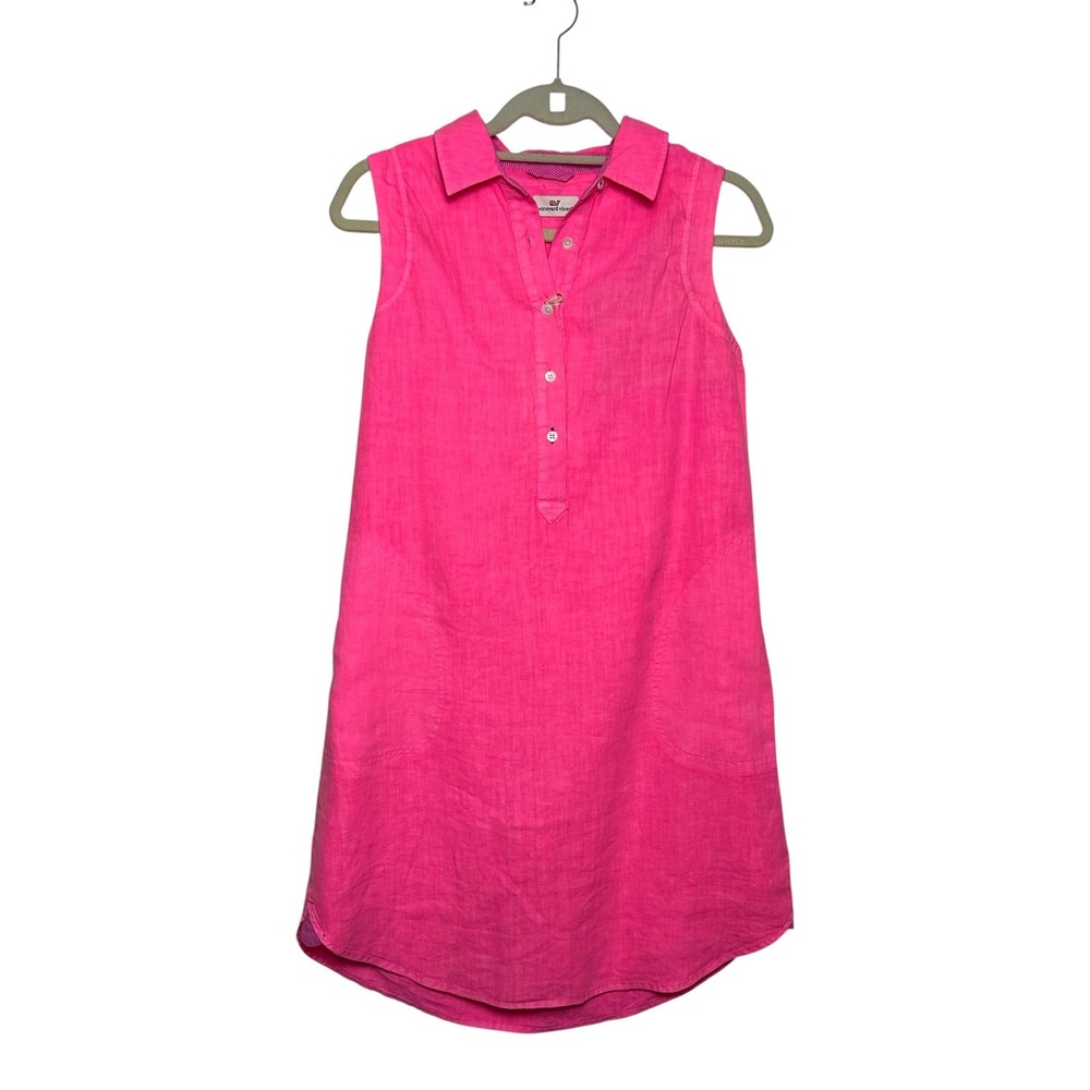Vineyard Vines Womens Sleeveless Linen Shirtdress Malibu Pink Size 6 NEW